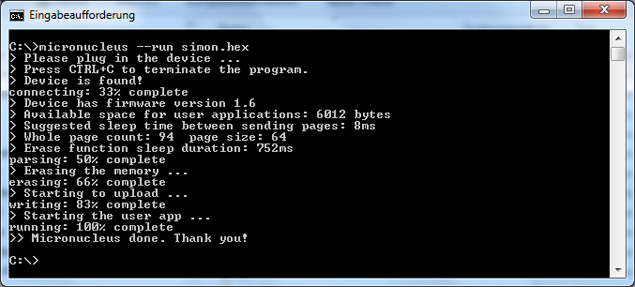 Kommandozeilenprogramm Micronucleus (Windows)