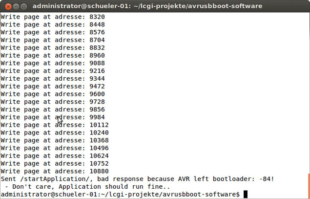 Kommandozeilenprogramm avrusbboot (Linux)