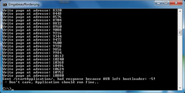 Kommandozeilenprogramm avrusbboot (Windows)